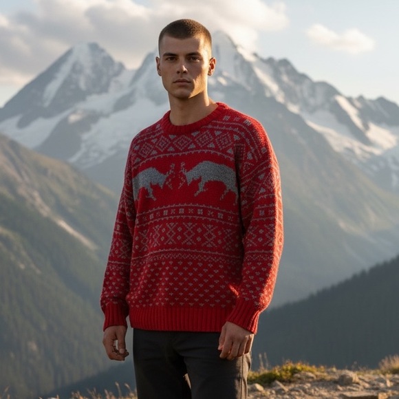 Vintage Gap Men’s Hand-Knit Pure Wool Holiday/Winter Sweater Size Large